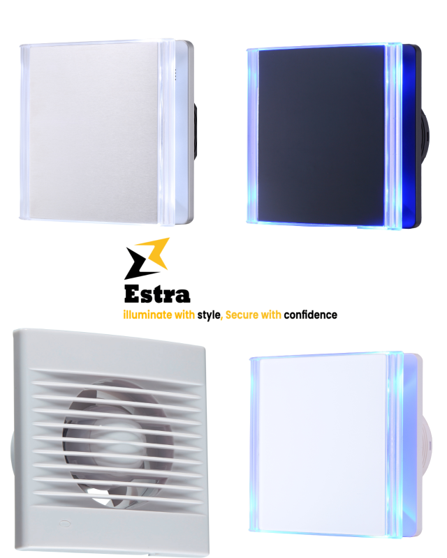 ESTRA 100mm/4" Bathroom Extractor Fan with Blue LED and Timer